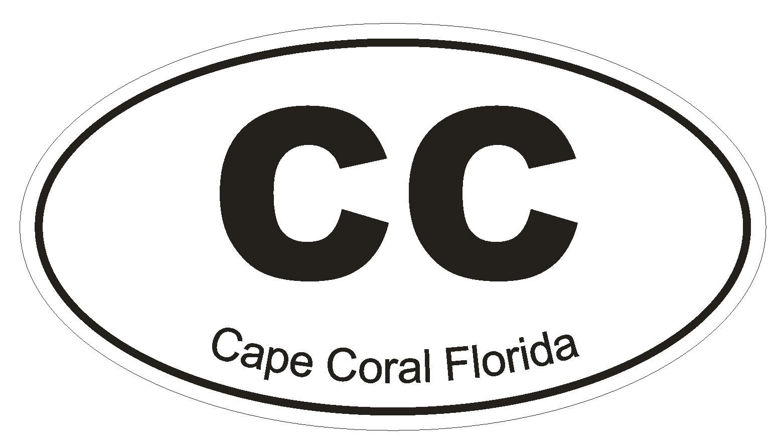 Cape Coral Florida Oval Bumper Sticker or Helmet Sticker D1291 Euro Oval
