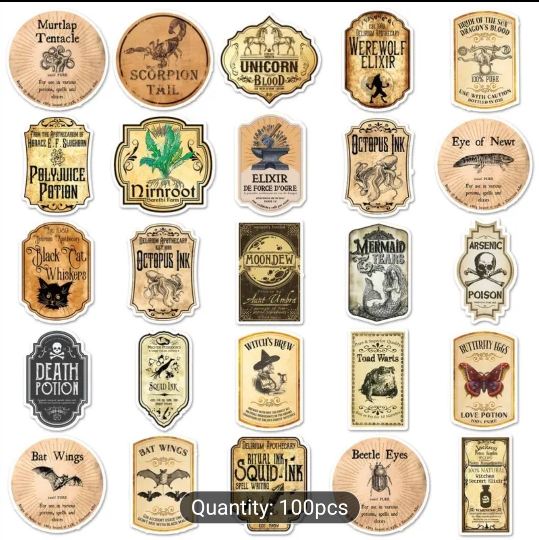 10 PCS Vintage Potion Labels Stickers BRAND NEW Version B