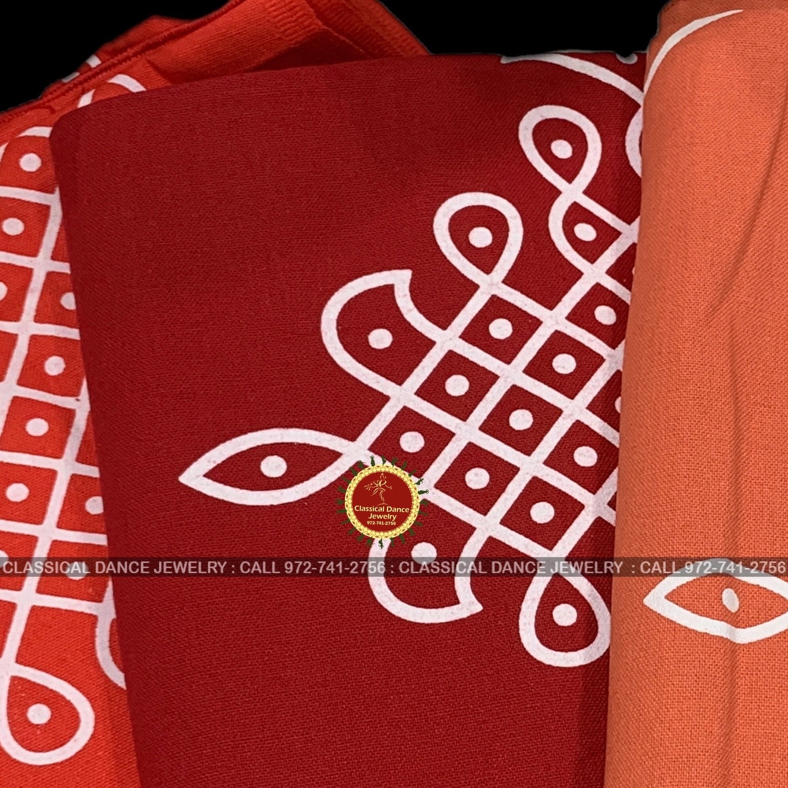 RED Muggu Rangoli Kolam Cotton Back Drop Cloth Ammavaru Weddings Puja Festivals
