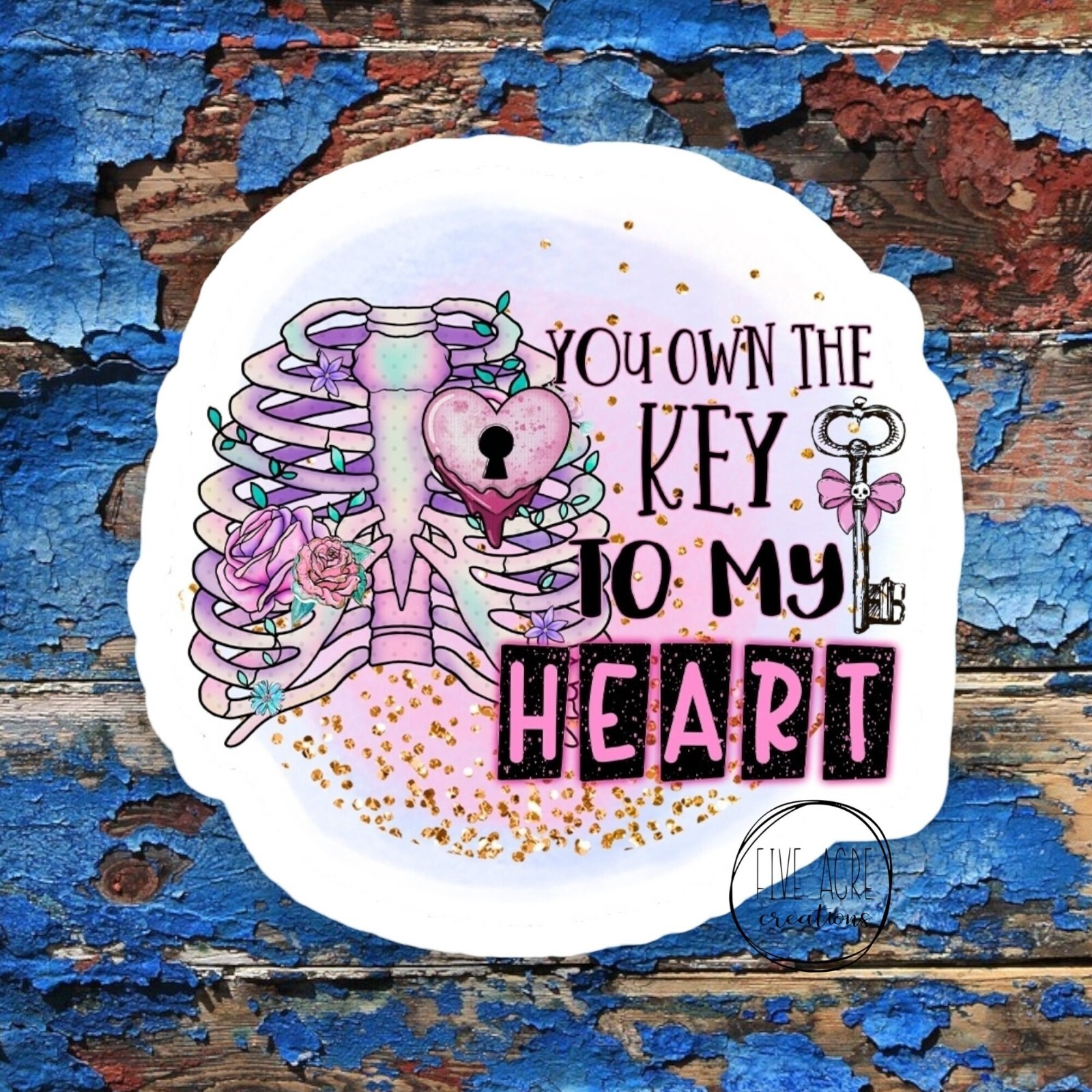 You Own The Key To My Heart | Skeleton Floral Sticker Decal | Waterproof