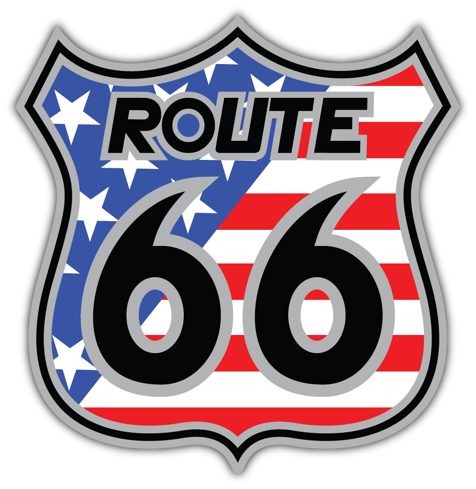 Route 66 Road USA Flag American Emblem Car Bumper Sticker Decal