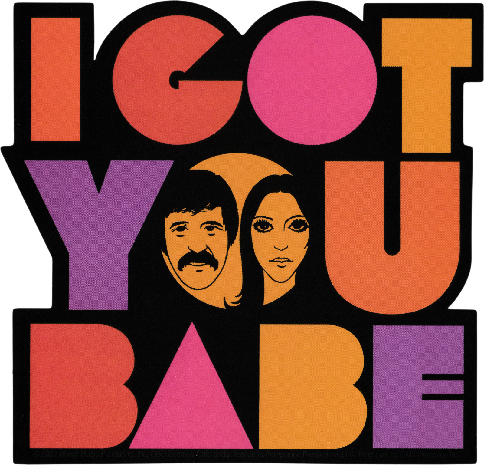 Sticker – Sonny & Cher I Got You Babe Sixties 1960s Music Band 4.5" Decal #5871