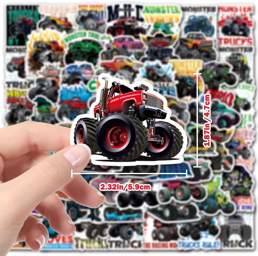100PCS Monster Truck Stickers Truck Car Stickers for Kids Truck Stickers Water