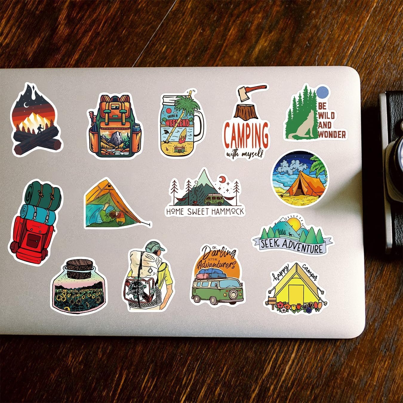 200 Pcs Outdoor Adventure Stickers Camping Hiking Laptop Water Bottle Stickers