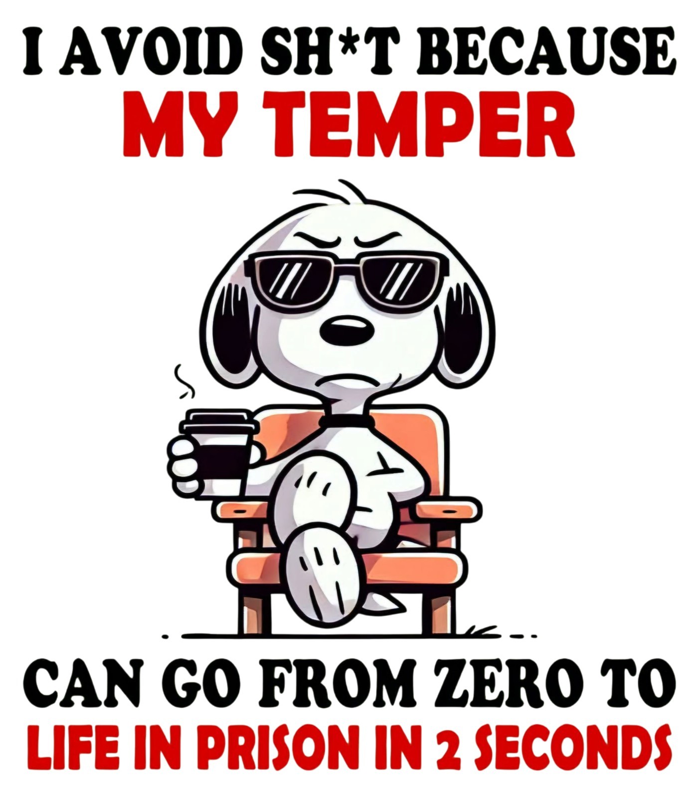 Bad Temper Snoopy Sticker Decal Laptop Wall Mirror Cup Tumblr Locker Bin