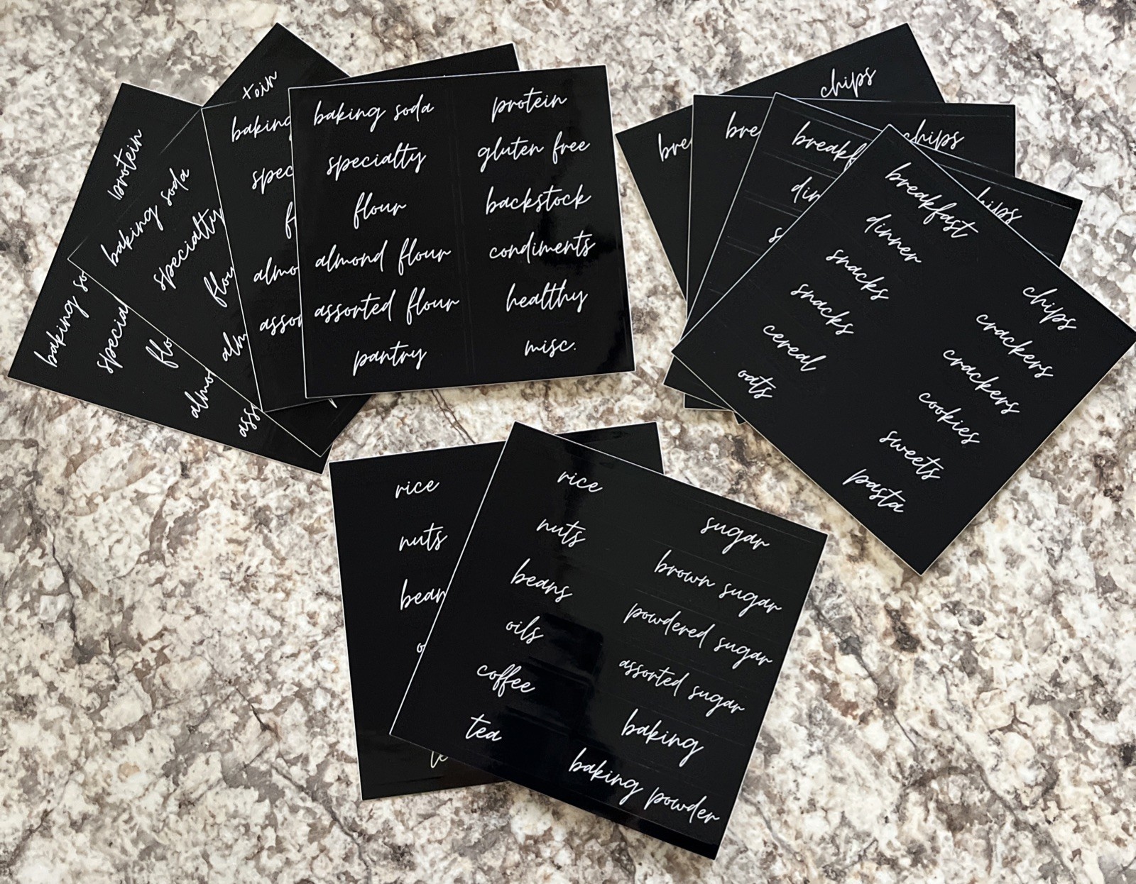 Home + Sort mDesign Pantry Label Sheets 120 Count Black W/White Lettering NIP