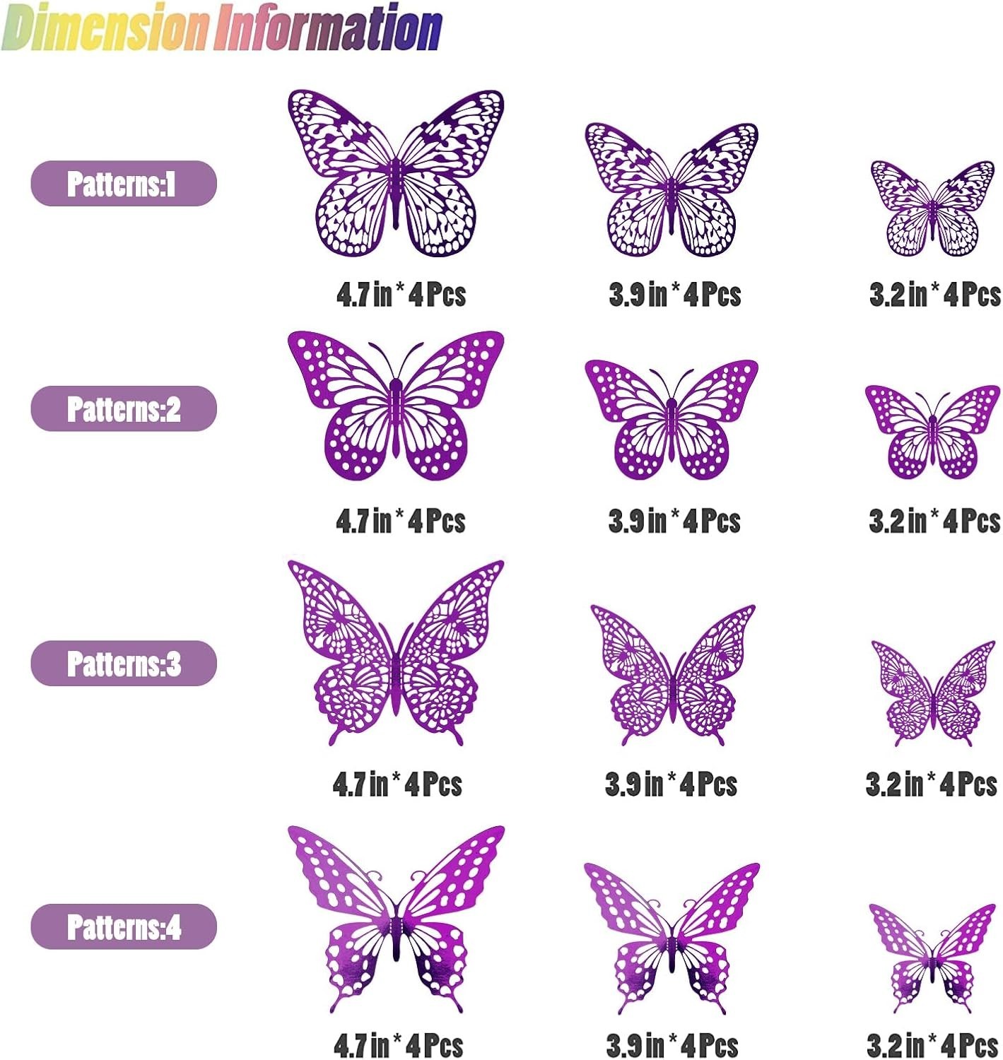 Purple 3D Butterfly Wall Stickers – Waterproof Removable Decor for Kids' Rooms