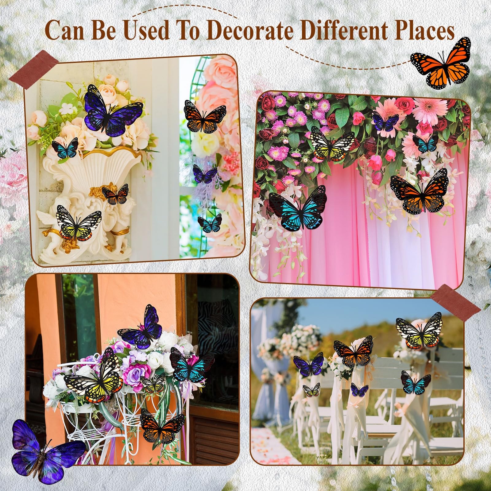 20 Pcs 20 Pcs 3D Large Butterfly Party Decoration 12 10 5inch 2 Layer Giant B…