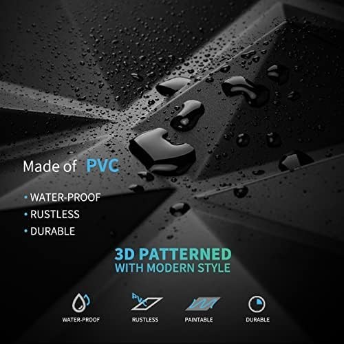 Decorative 3D Wall Panels in Diamond Design, 12"X12" Matt Black for Home and Off