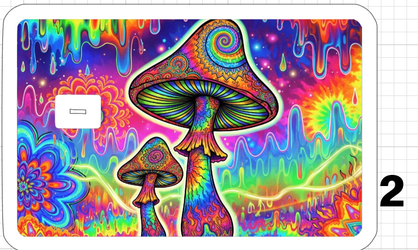 Acid Trip Magic Mushroom ATM Debit Credit Sticker Skin Trippy Retro Groovy Gift