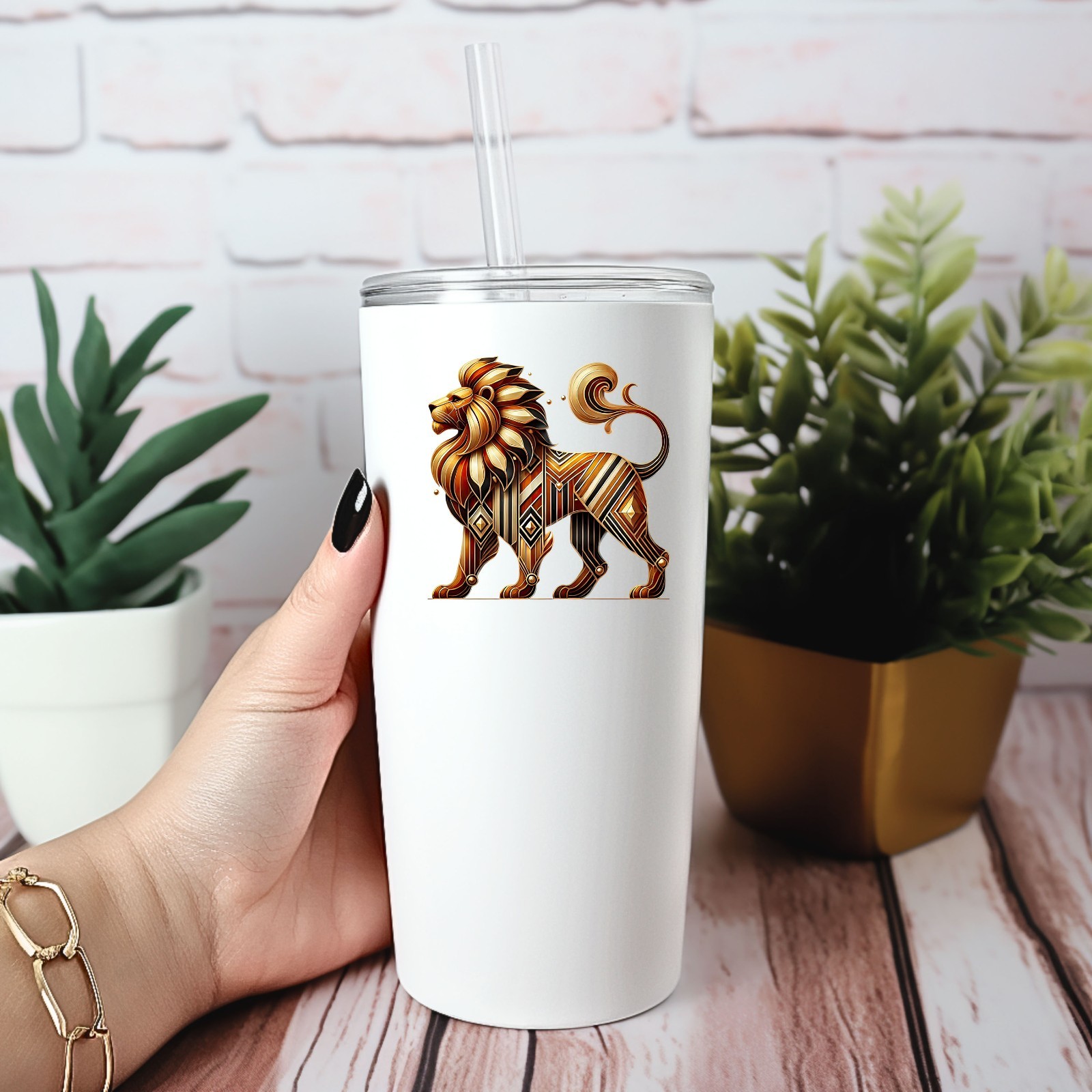 Art Deco Lion UV DTF Transparent Sticker / Decal