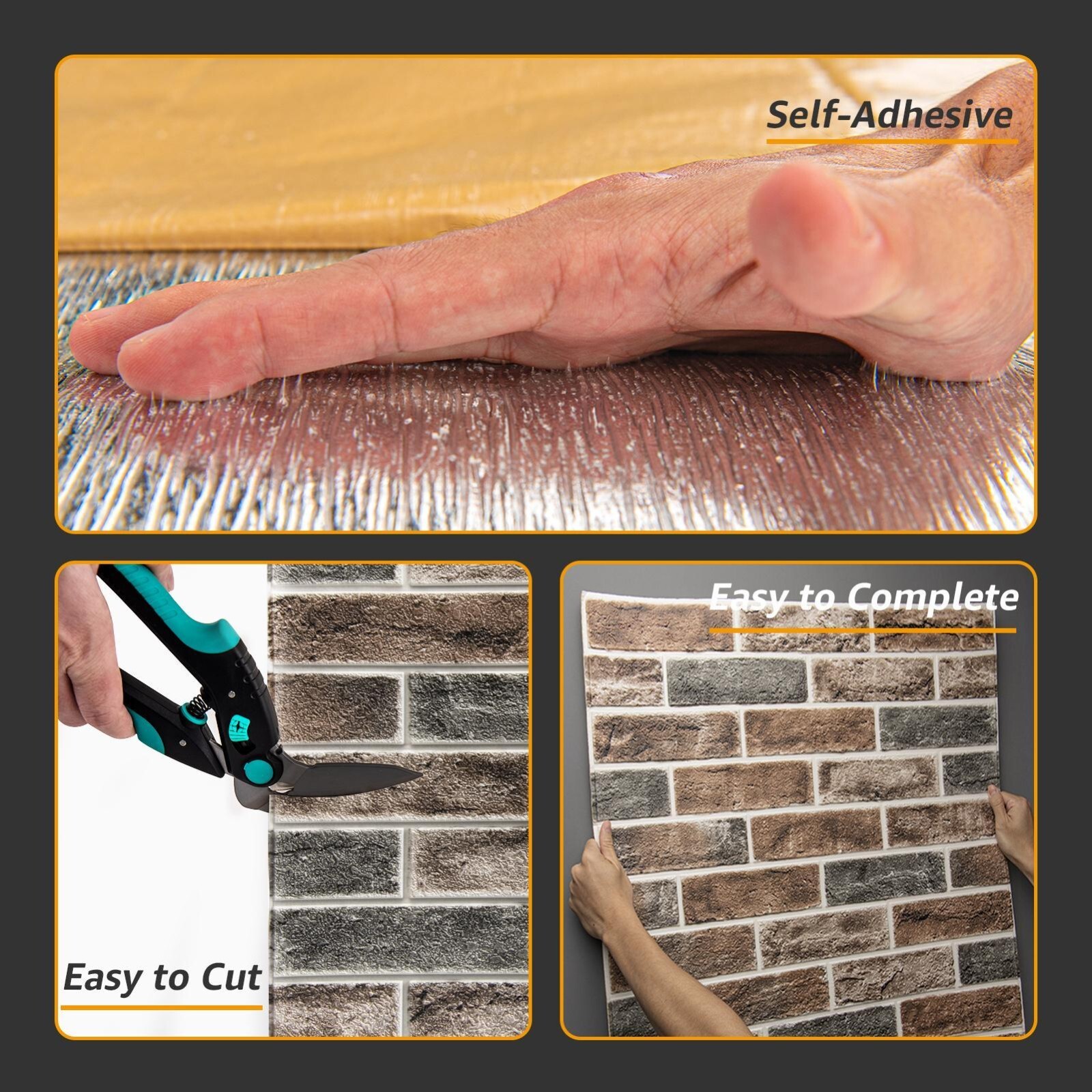 Art3d 20pcs 27.5"x27.5" Self-adhesive Foam Faux Brick Wall Sticker