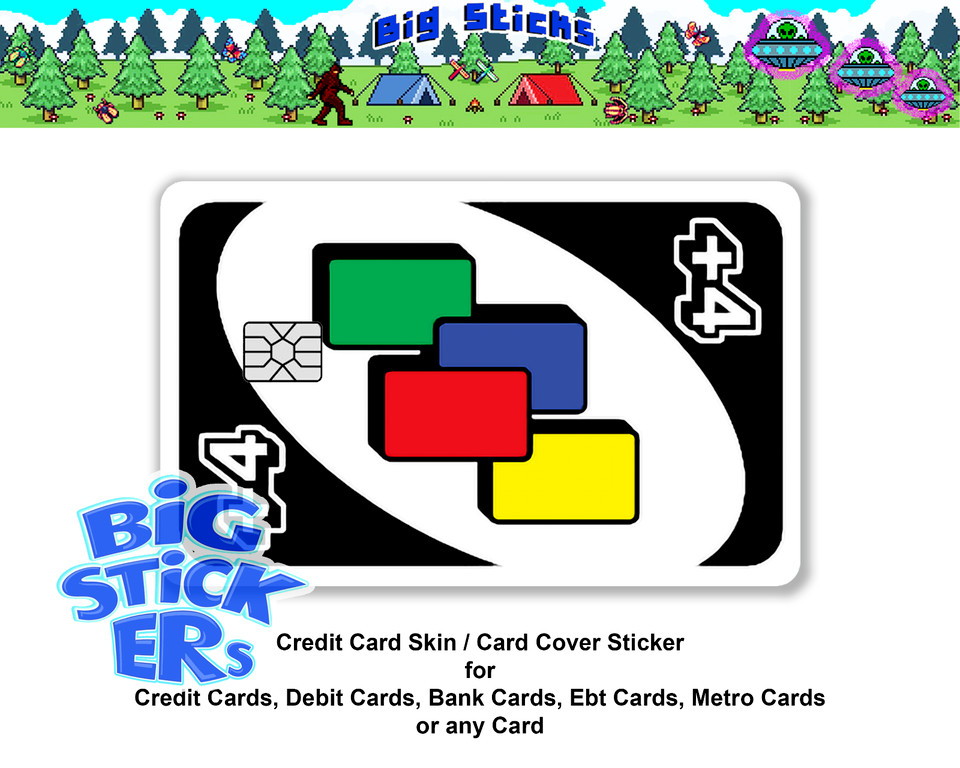 Uno Reverse/Draw 4 Card Credit Card SMART Sticker Skin Decal, Card Wrap