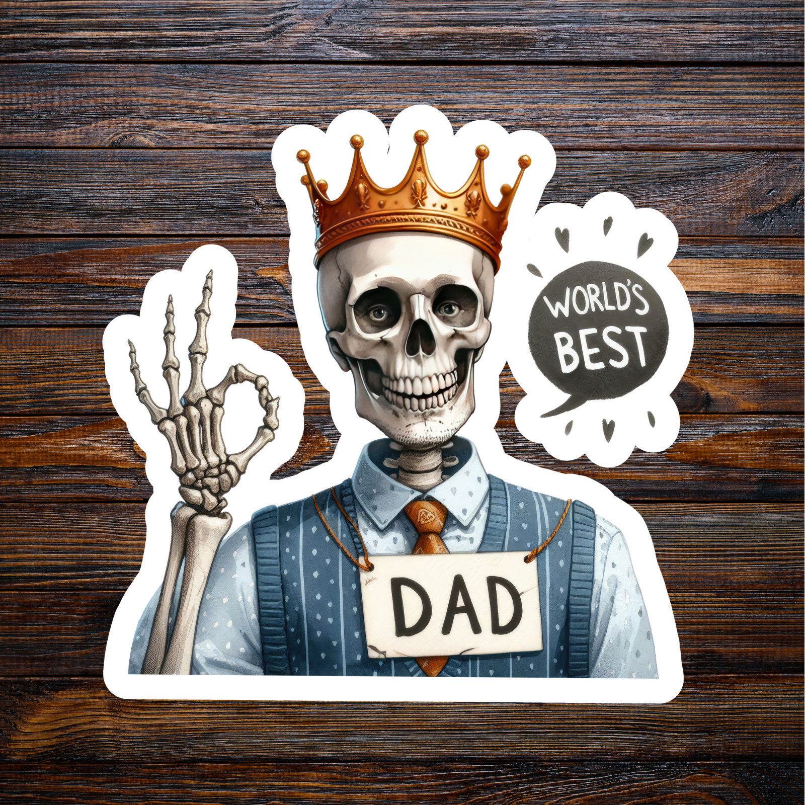 Skeleton sticker vinyl decal world's best dad king father's day novelty laptop