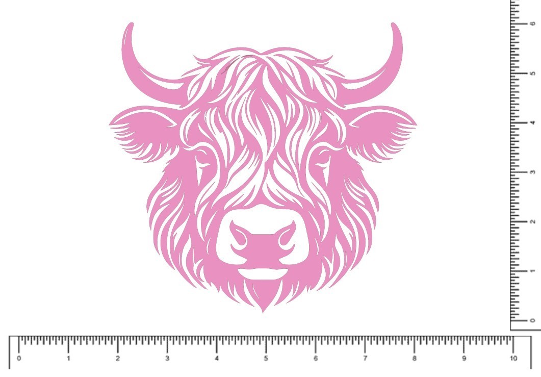 Highland Cow Vinyl Die Cut Decal, Waterproof, Durable Outdoor, Cute 5.9" x 5.6"