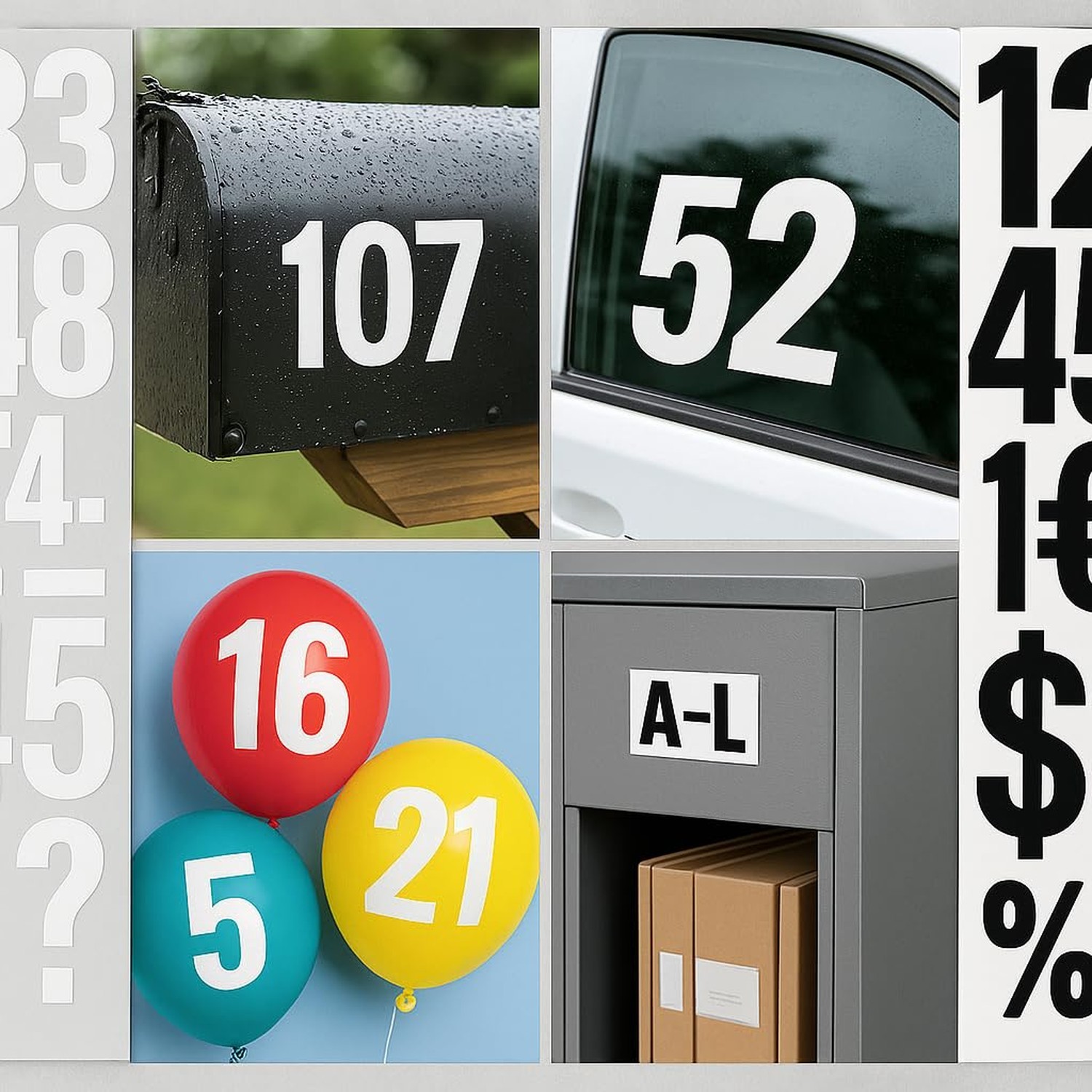 3inch Large Mailbox Numbers Stickers 4 Sheets Letter and Numbers Stickers Wat…