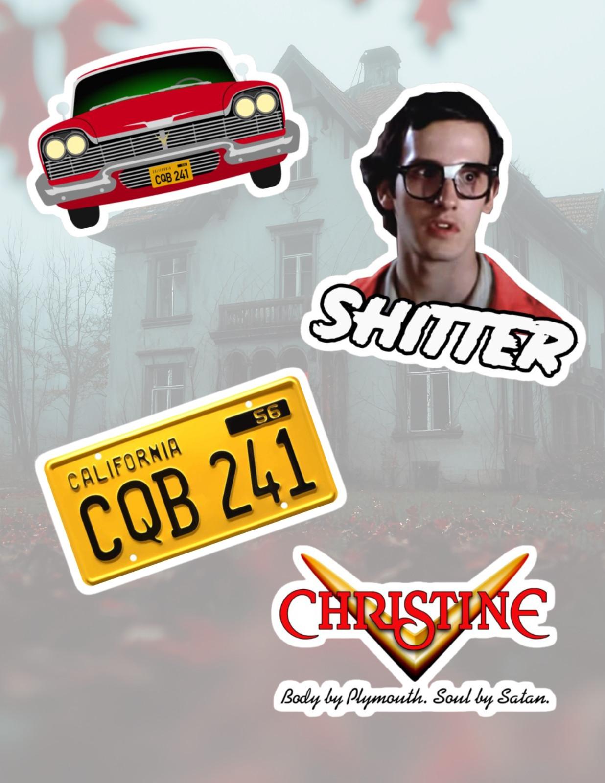 Stephen King Christine Horror Movie 4pc Stickers Pack