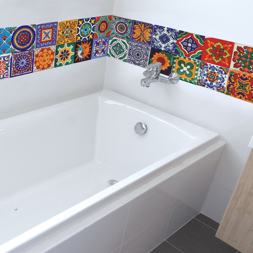 24Pcs Vintage Self-stick Wall Sticker Bathroom Kitchen Waterproof for TILE Decal