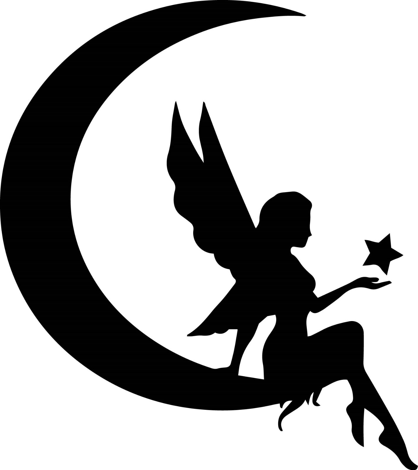 4.5" Fairy on Moon with Star Decal Sticker Wish Decor Fairies Wings Kids Night