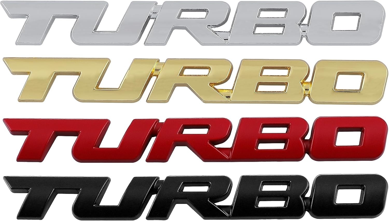 Universal 3D Turbo Car Emblem Badges in Black & Chrome – 2 Pack for Easy Upgrade
