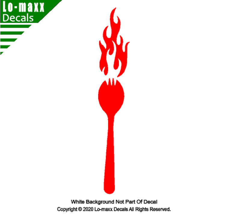 Flaming Spork Original Art High Quality Various Colors Sizes Die Cut Vinyl Decal