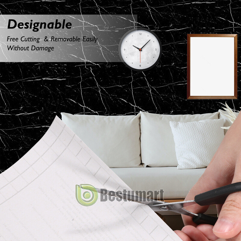 Marble Wall Paper Self Adhesive Peel&Stick Wallpaper PVC Kitchen Countertop 10ft