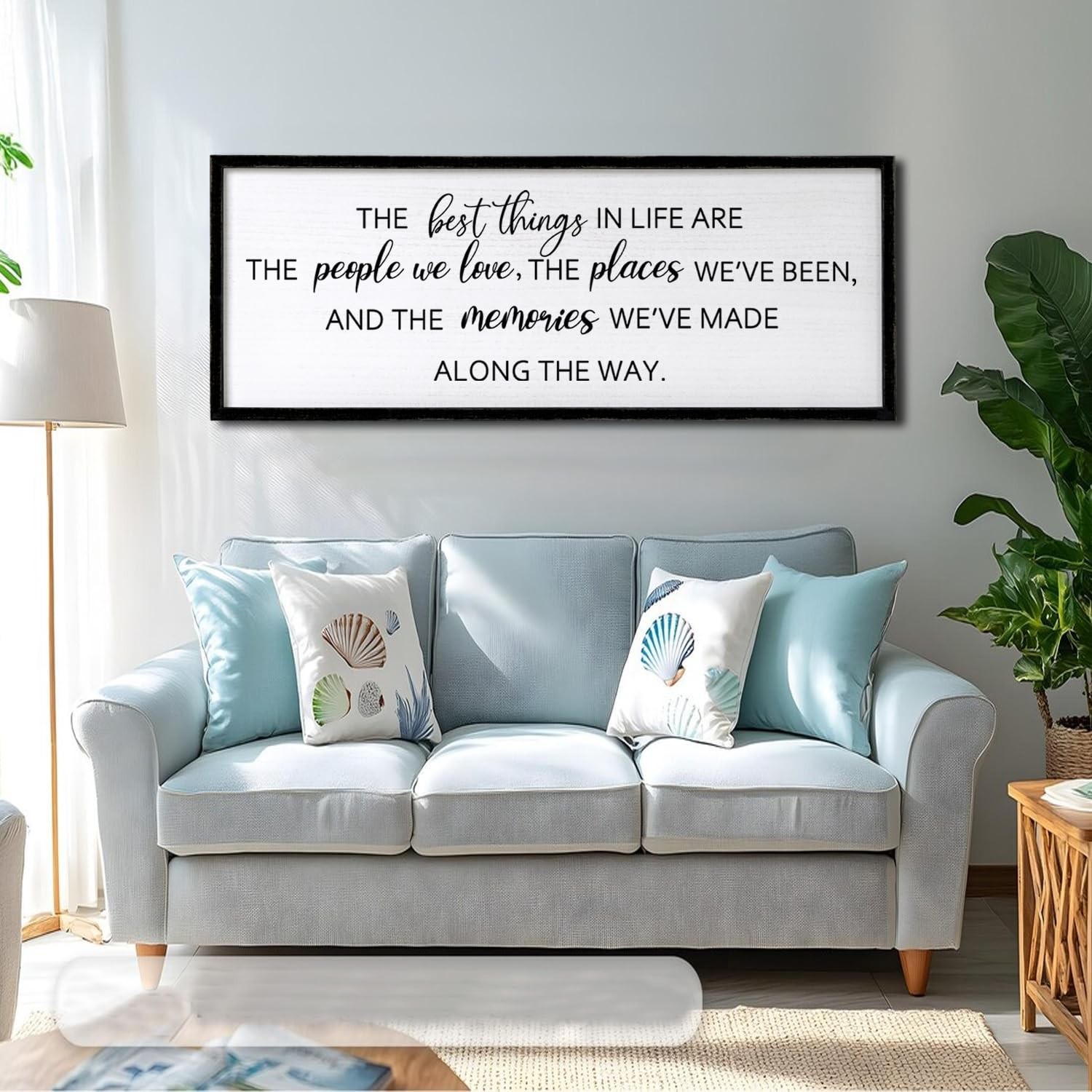 Foutcheou The Best Things in Life Wall Art, 32"×12" Framed Wood Memories