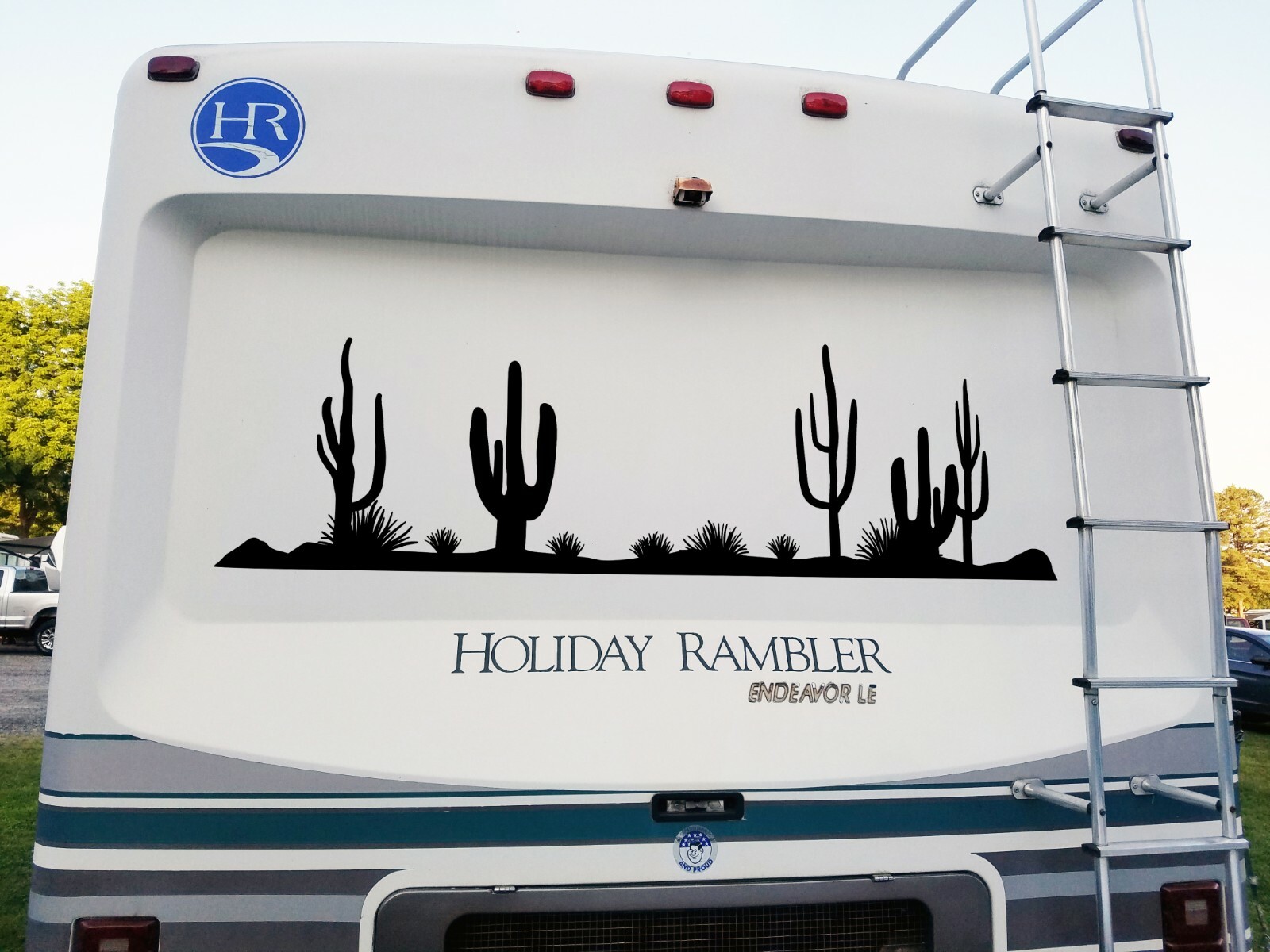 Desert Cactus Scene V1 Vinyl Decal | RV Camper Travel Trailer | Die Cut Sticker