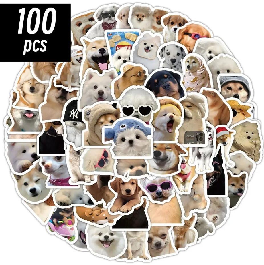 100pcs Funny Dog Cartoon Stickers Cute Decals for Kids & Daily Decor