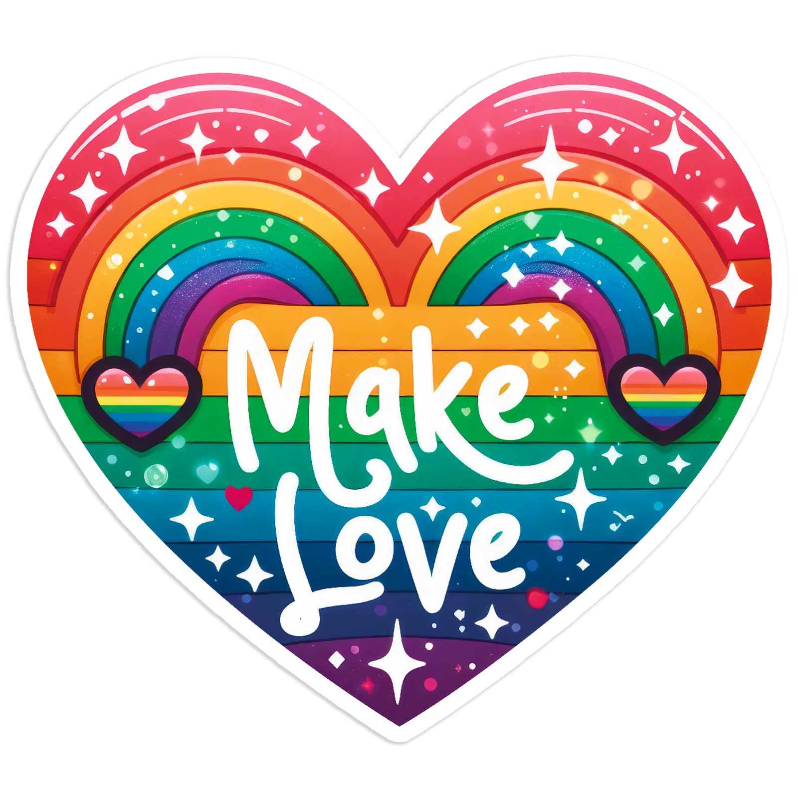 Make Love Rainbow Heart – Vinyl Decal Sticker – Car Window Laptop – #238
