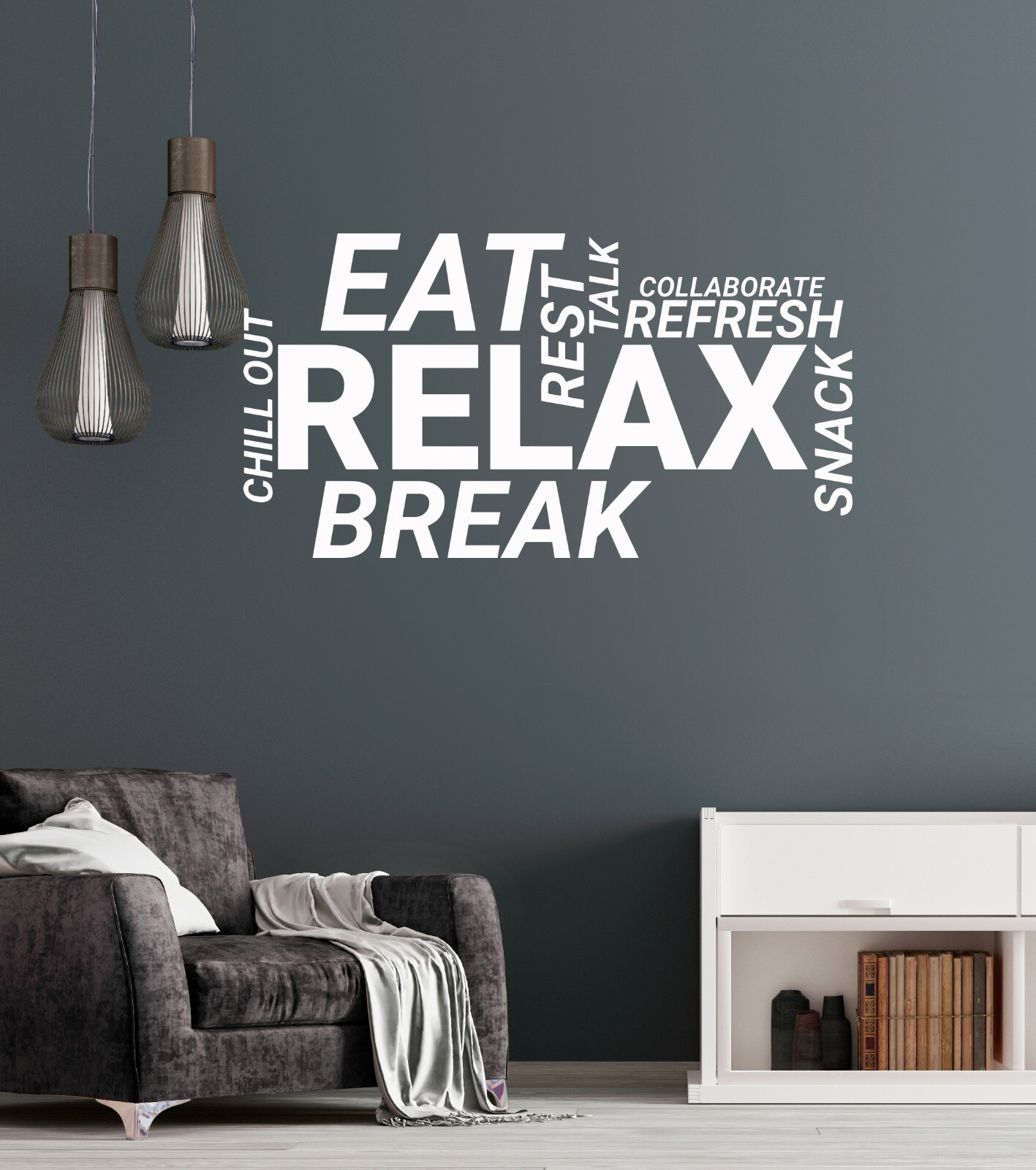 Vinyl Wall Decal Break Room Office Words Cloud Decoration Idea Stickers (ig6013)