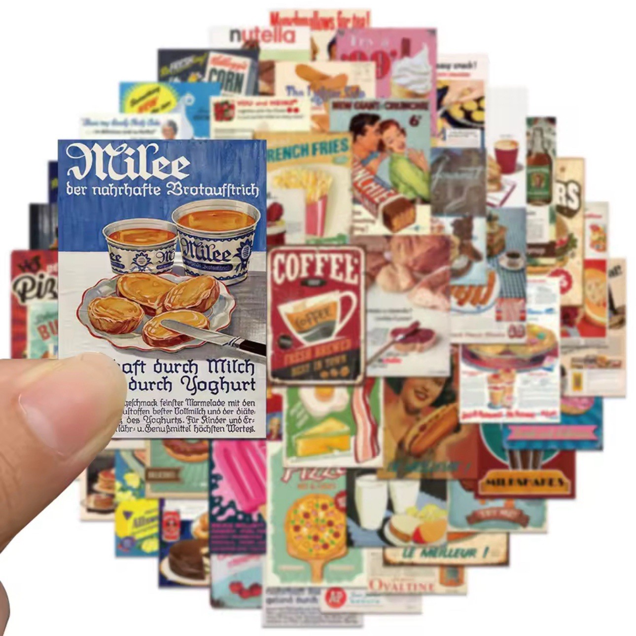 50 PACK PCS Vintage Nostalgia Retro Antique Food Drinks Ads Labels Stickers Lot