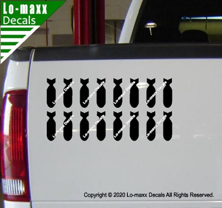 Bombs Fighter Bomber Military WW 2 Vertical High Quality Die Cut Vinyl Decal