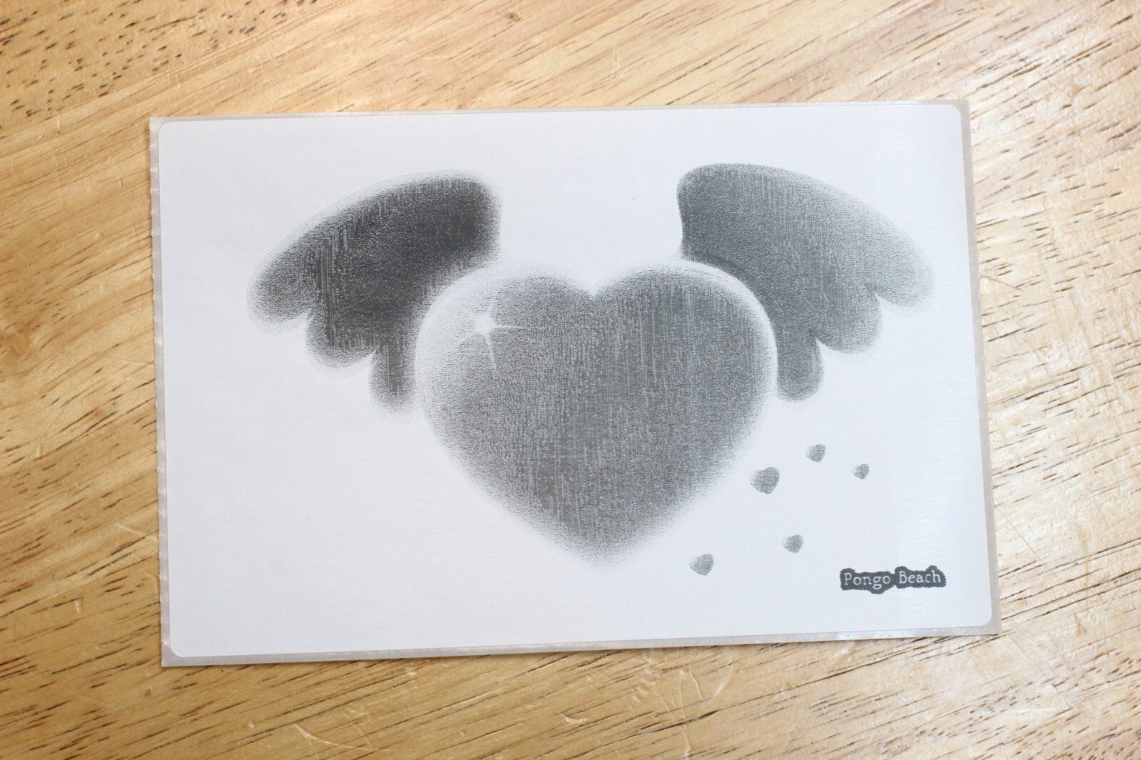 Heart Cupid B/W 4"x6" Thermal Sticker – Cute Angel Wings – Pongo Beach