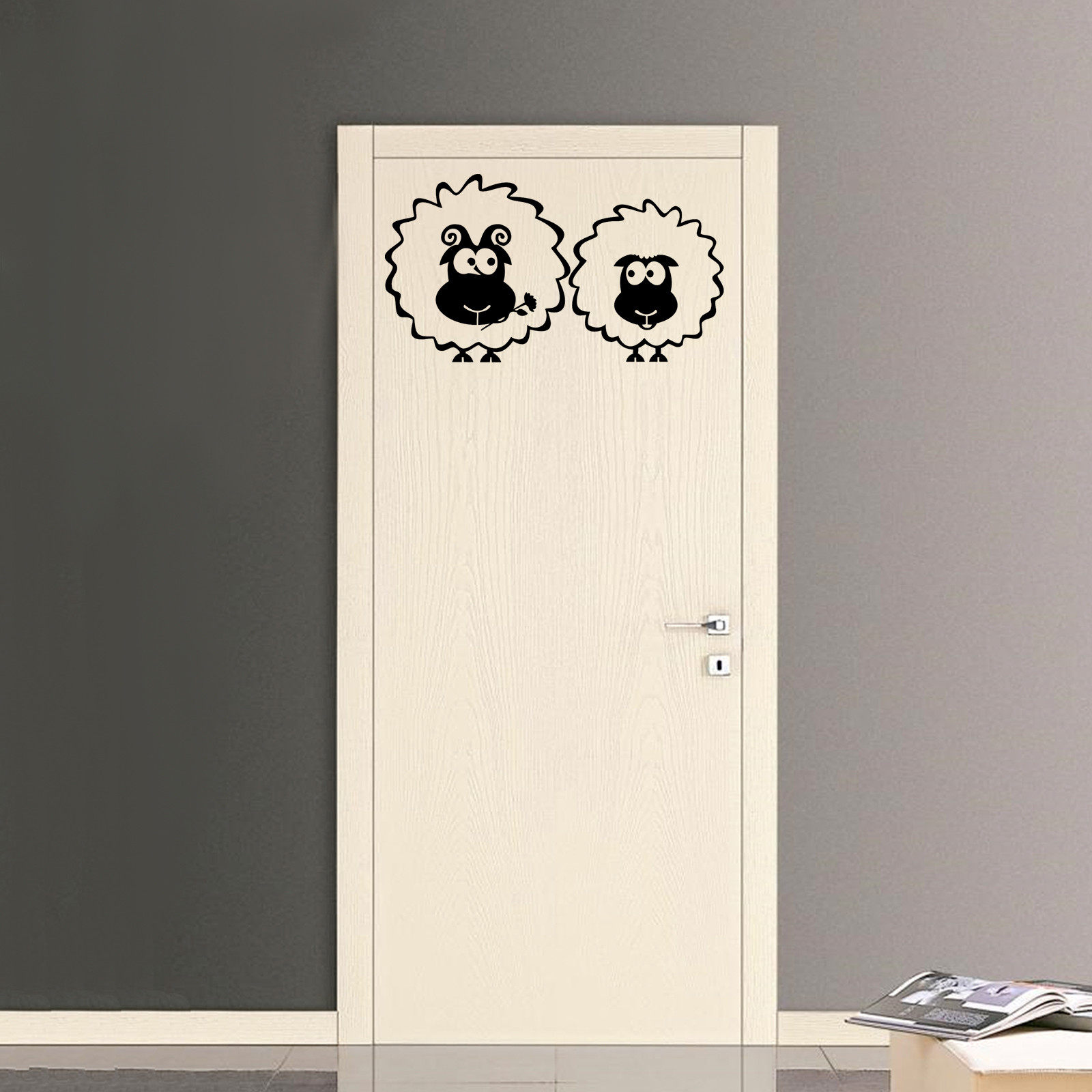 Sheep Vinyl Black Wall Stickers PVC Black Sheep Wal Sticker Cropped 2PCS.