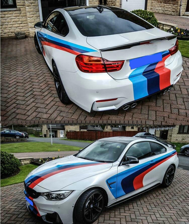 Graphics Tricolor M Performance Sticker For BMW M4 M5 Racing Stripe Bumper Decal