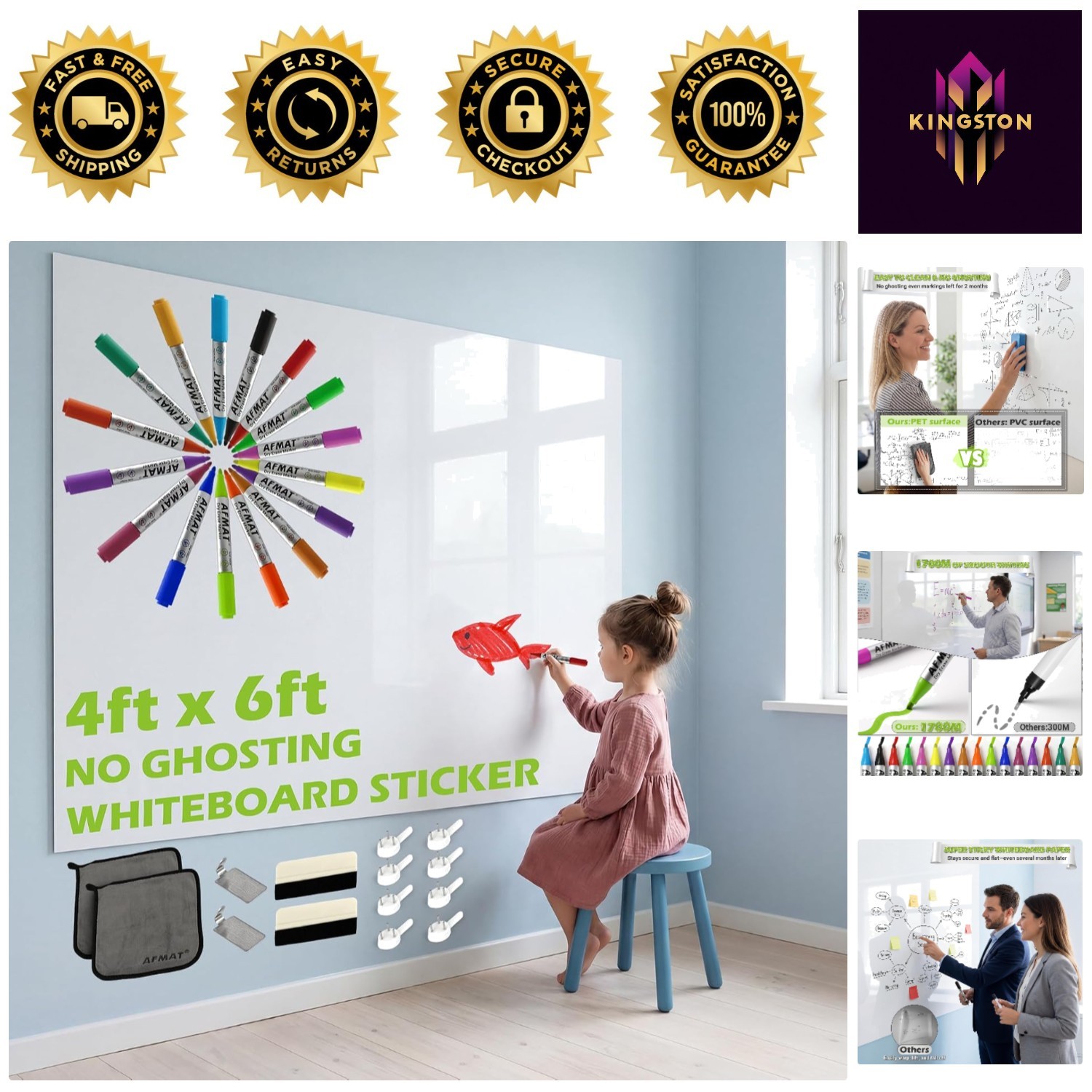 Transform Any Surface with 4x6ft Whiteboard Sticker – Super Sticky & Versatile