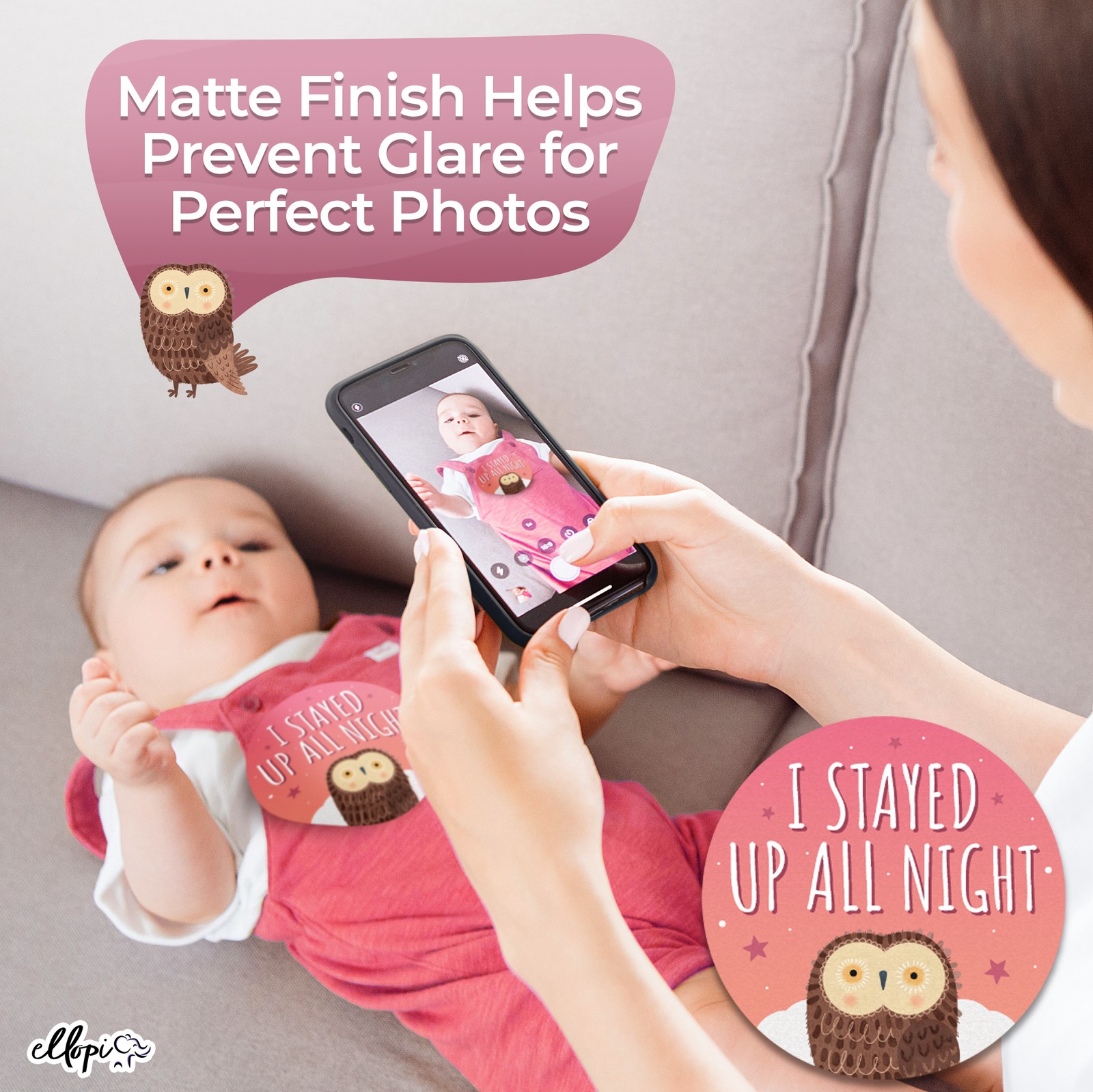 Ellopi 4" Funny Baby Girl Milestone Photo Prop Stickers, 30 Pack