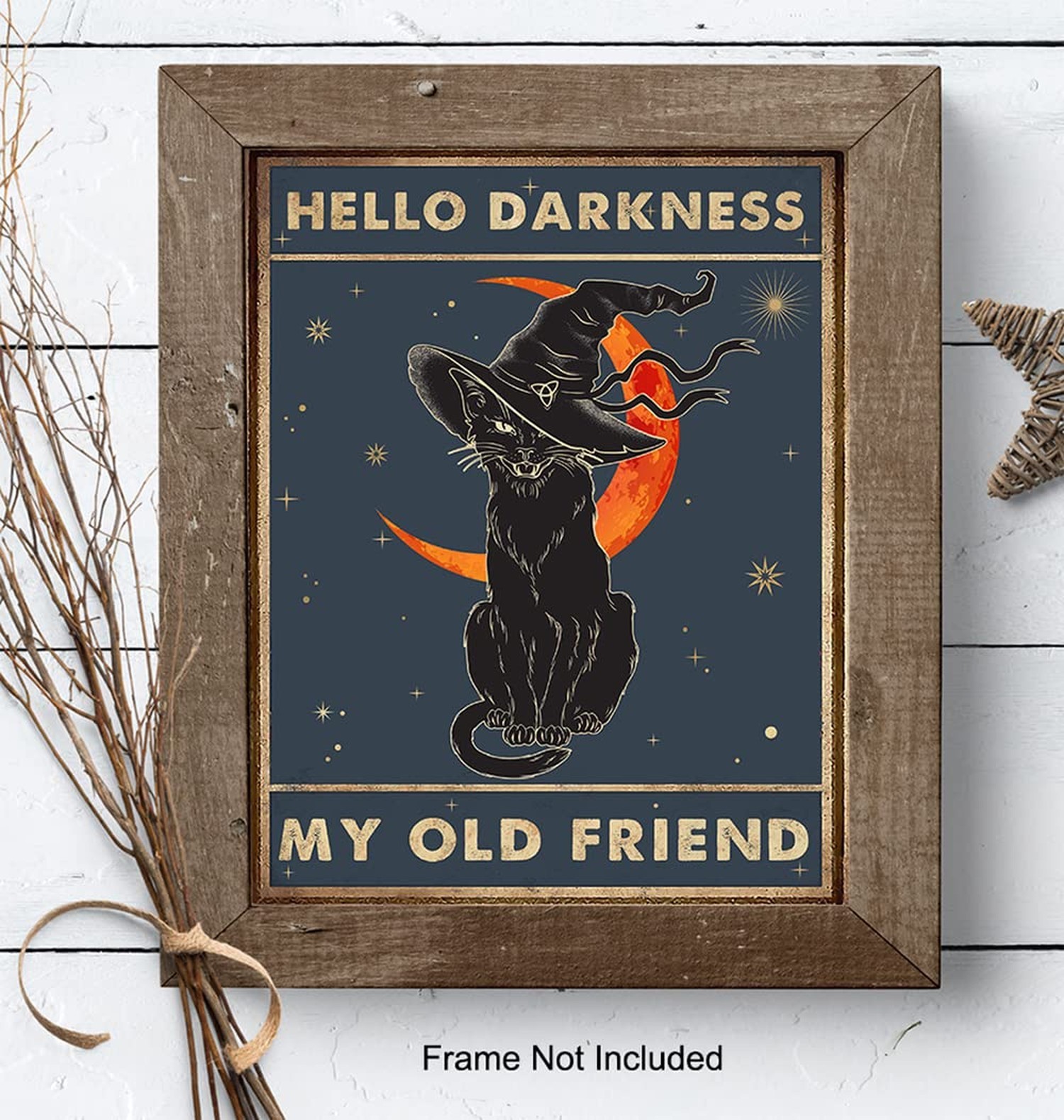 Witch Cat Wall Art – Black cat Room Decor – Goth Halloween Wall Art Print – P…