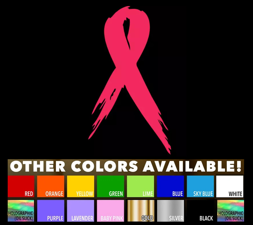 Breast Cancer Ribbon Sticker Vinyl Decal – Wall Bow Car Window Laptop Fight Girl