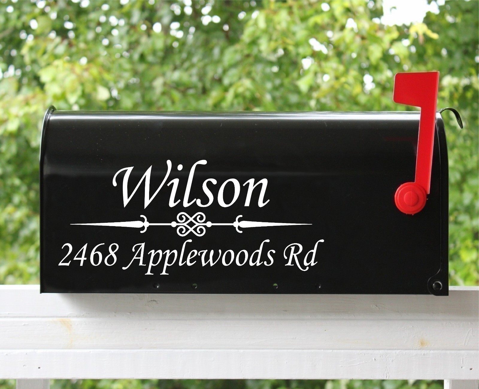 Set of 2 – 11"x4.75" Custom Mailbox Decals Sticker Name & Street, Many Fonts #12