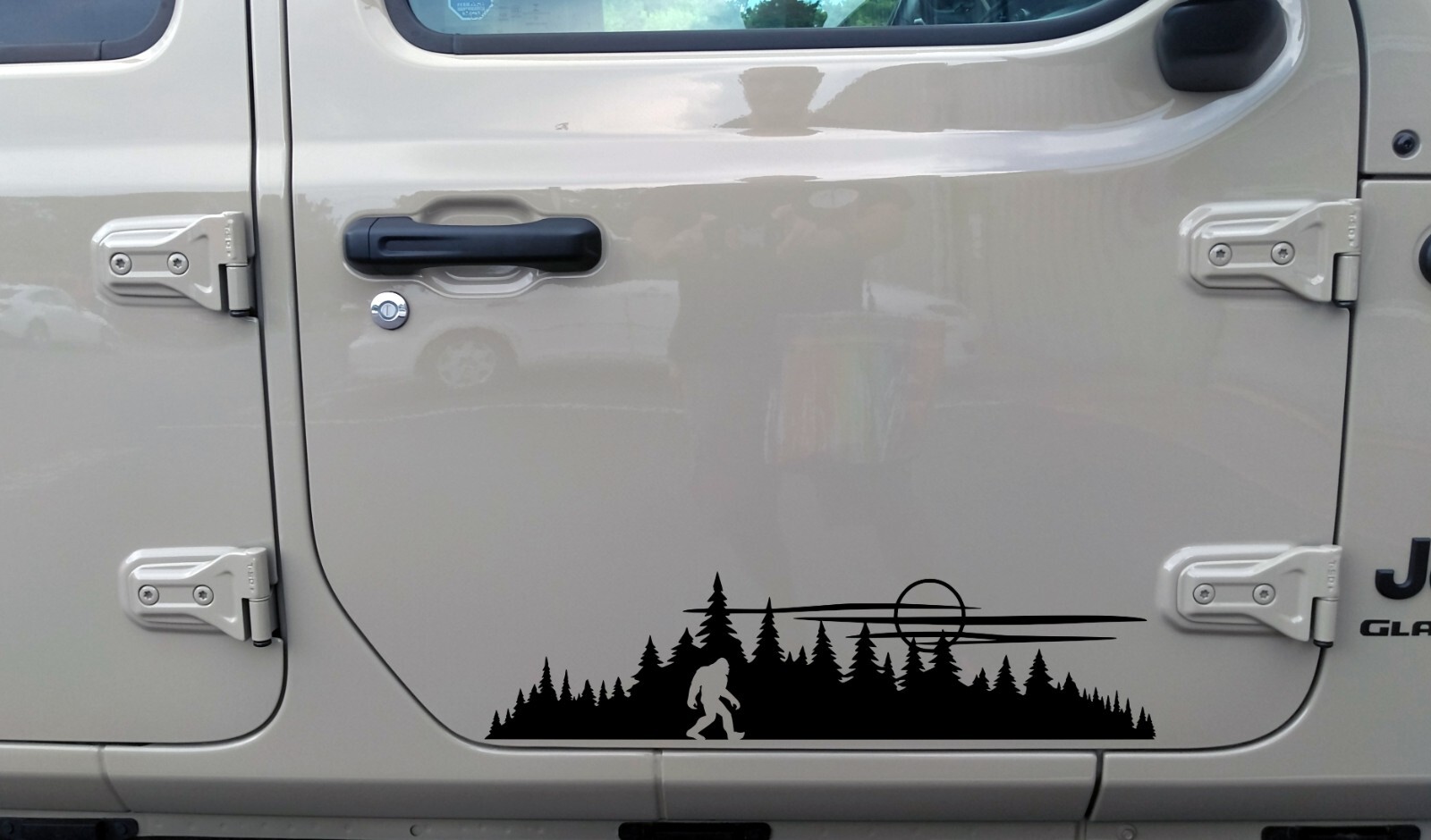 Bigfoot in Tree Line Forest Scene Vinyl Decal V17 – Sasquatch Camping – Sticker