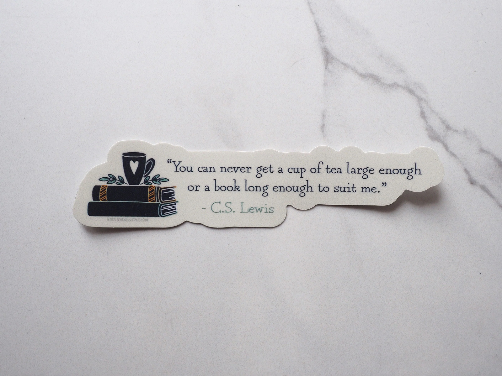 Tea & Books CS Lewis Quote Sticker