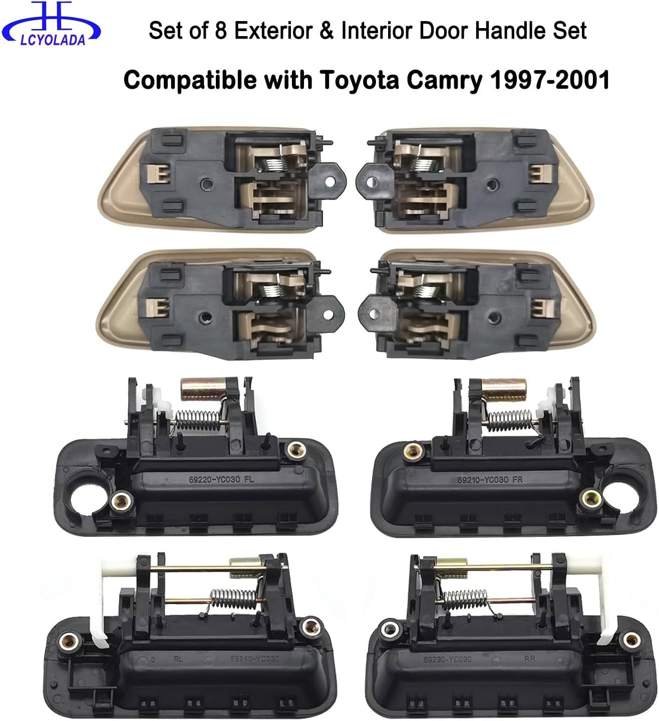 8Pcs Exterior & Interior Door Handles Toyota Camry 1997 1998 1999 2000 2001,