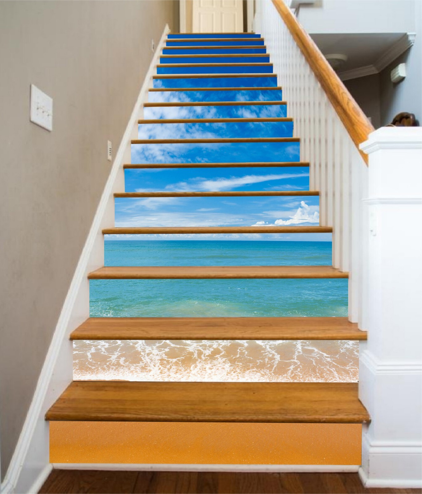 3D Blue Sky Beach AZ792 Stair Risers Decoration Mural Vinyl Wallpaper Kay