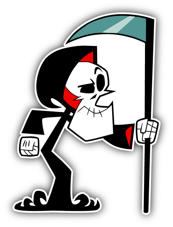 Grim Adventures Grim Reaper Cartoon Car Bumper Sticker Decal 5"x 4"