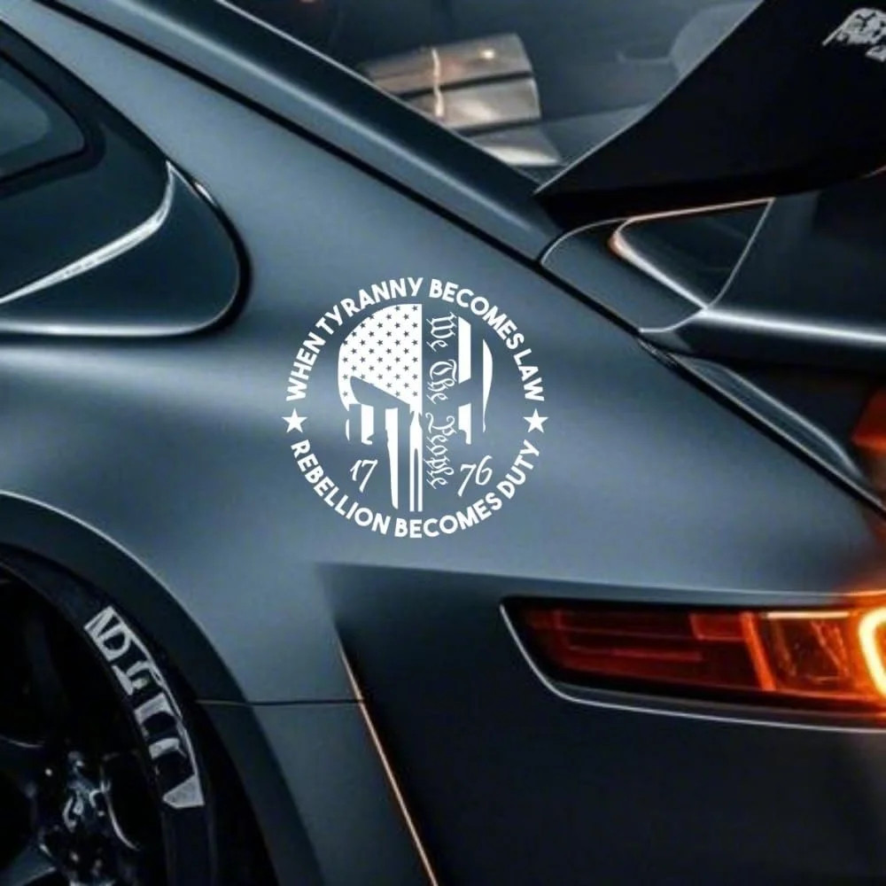 1776 We The People Vinyl Car Decal US Flag Skull Patriotic | Premium UV-Printed