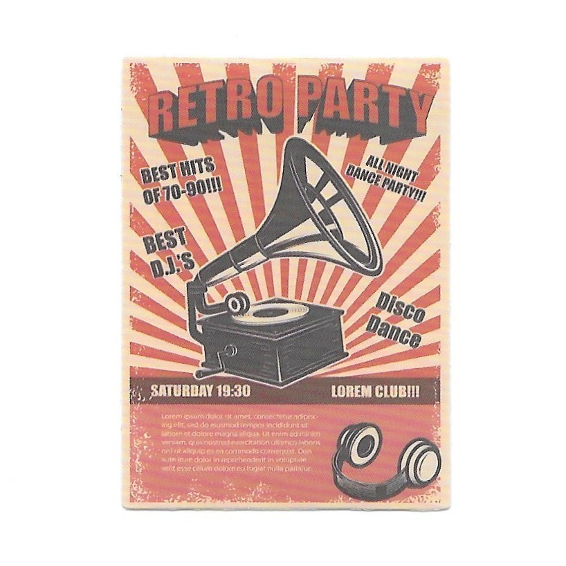Retro Party Disco Dance Gramophone Sticker Best Hits 70s 80s 90s Music DJ