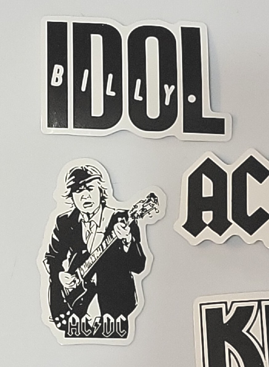 *4* New Classic Rock AC/DC KISS IDOL Waterproof Water Bottle Vinyl Stickers B/W
