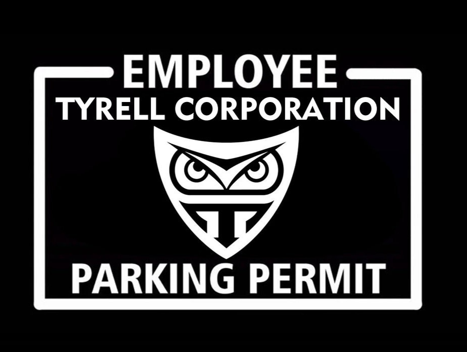 Tyrell Corporation Employee Parking Permit Blade Runner 2 White 5" Vinyl Decals